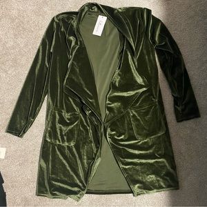 Open Front Velvet Cardigan